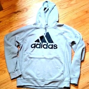 Adidas gray hoodie Sz S very cool logo in front Good condition
